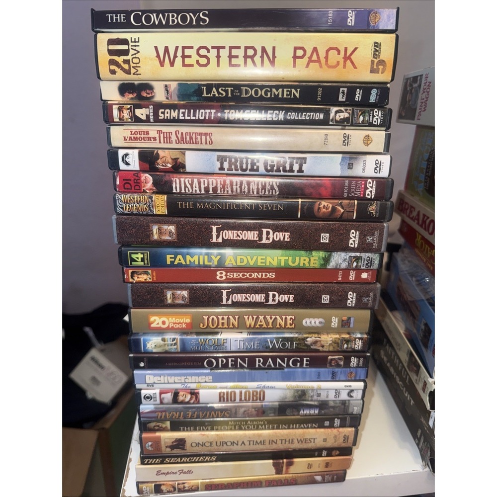 Huge Lot of 25 Western DVD Movies & Collections John Wayne Sam Elliott More!